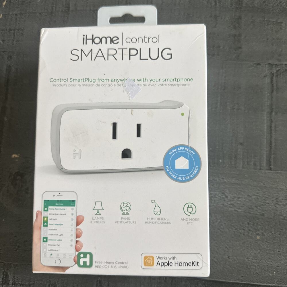 iHome Control SmartPlug 1800-Watt 120-Volt AC 60Hz 15A Load White iSP5